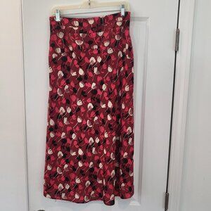 CAbi #4212 Corsage Floral Midi Skirt Size 4 NWT Wine Blossom Print